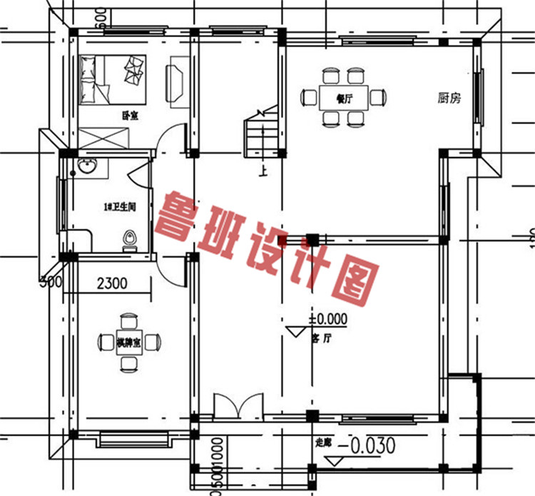 简约实用二层半别墅设计一层户型图