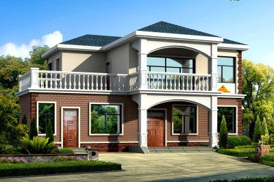 二层别墅房屋设计图效果图，15×12米精巧的外观设