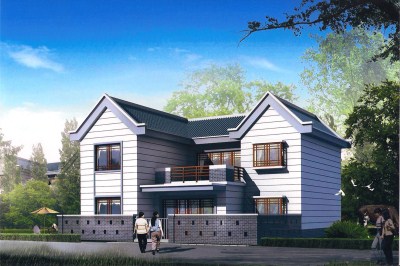 12×12米二层小别墅自建房设计图，带独立小院。
