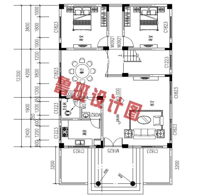 23万农村小别墅设计一层户型图