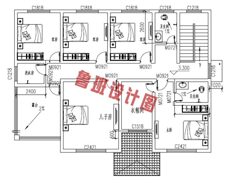 四间二层小楼设计二层户型图