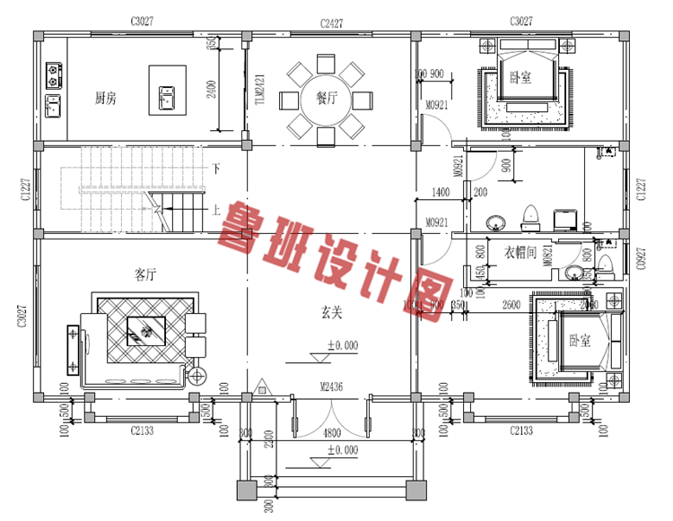 好看简单的二层住宅设计一层户型图