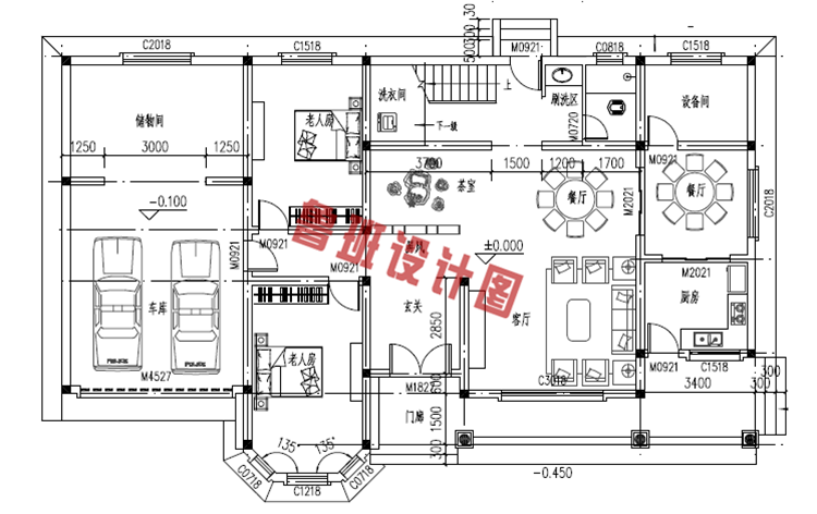 4间2层小楼设计一层户型图