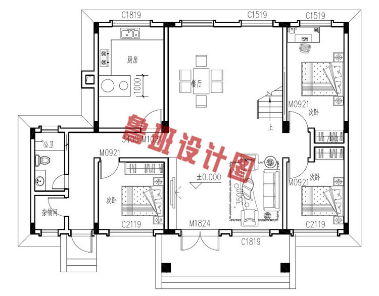 二层别墅房屋设计一层户型图