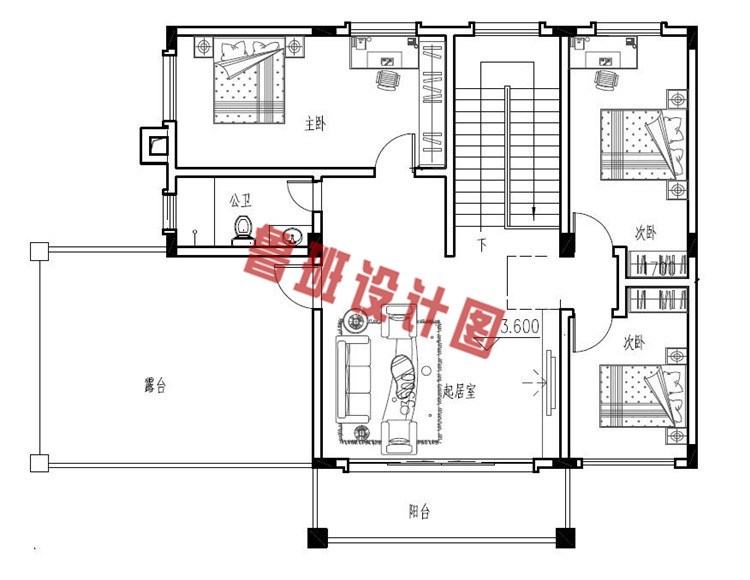 二层别墅房屋设计二层户型图