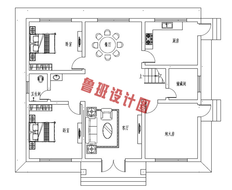 新款热销一层半小别墅设计一层户型图