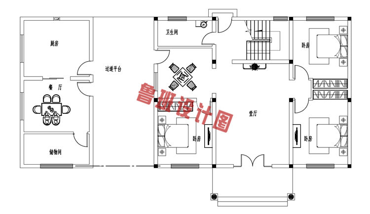 新农村二层小别墅设计一层户型图