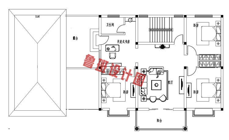 新农村二层小别墅设计二层户型图