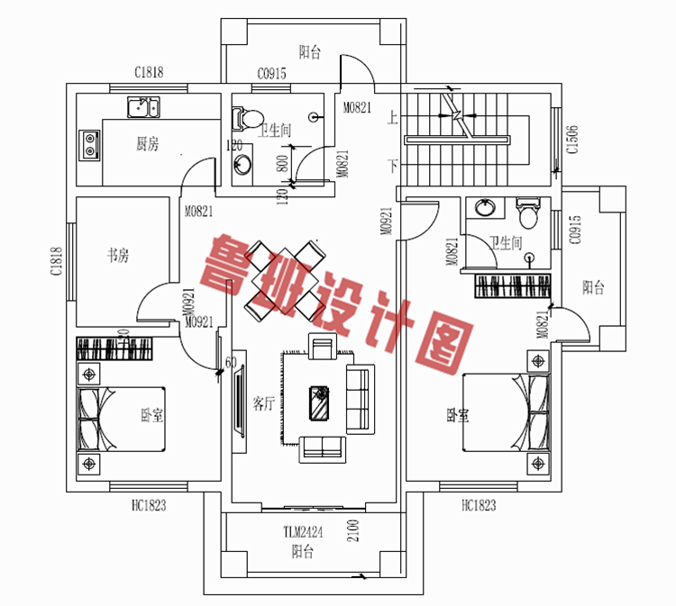 二层平顶别墅设计图