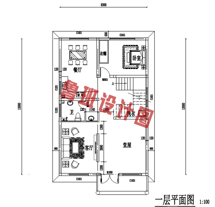 100平米三层自建房屋自建别墅设计图