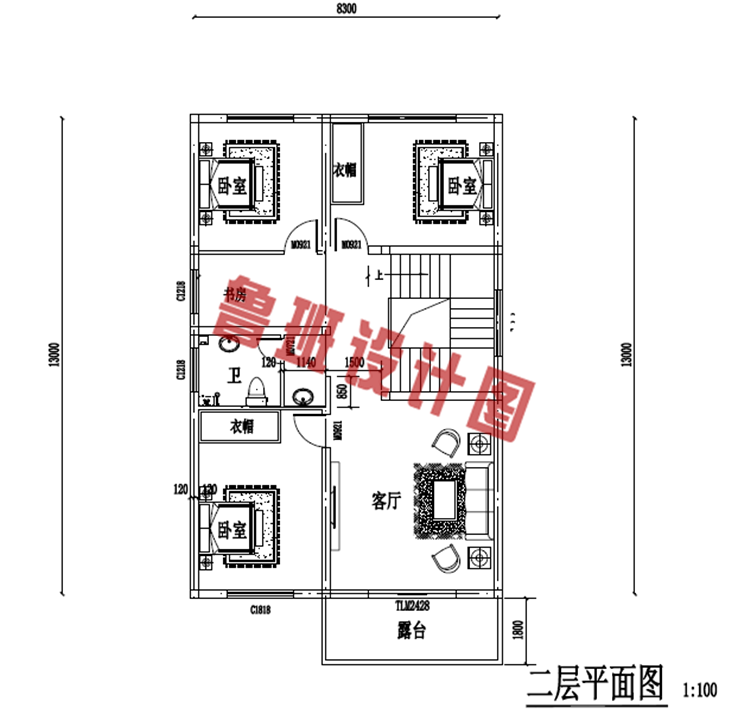 100平米三层自建房屋自建别墅设计图