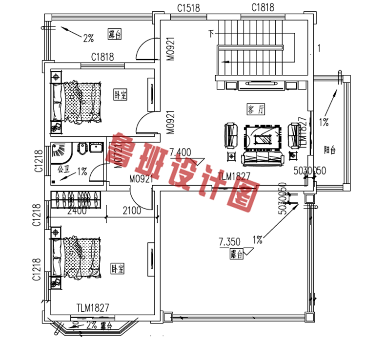 带地下室新农村三层房屋图纸