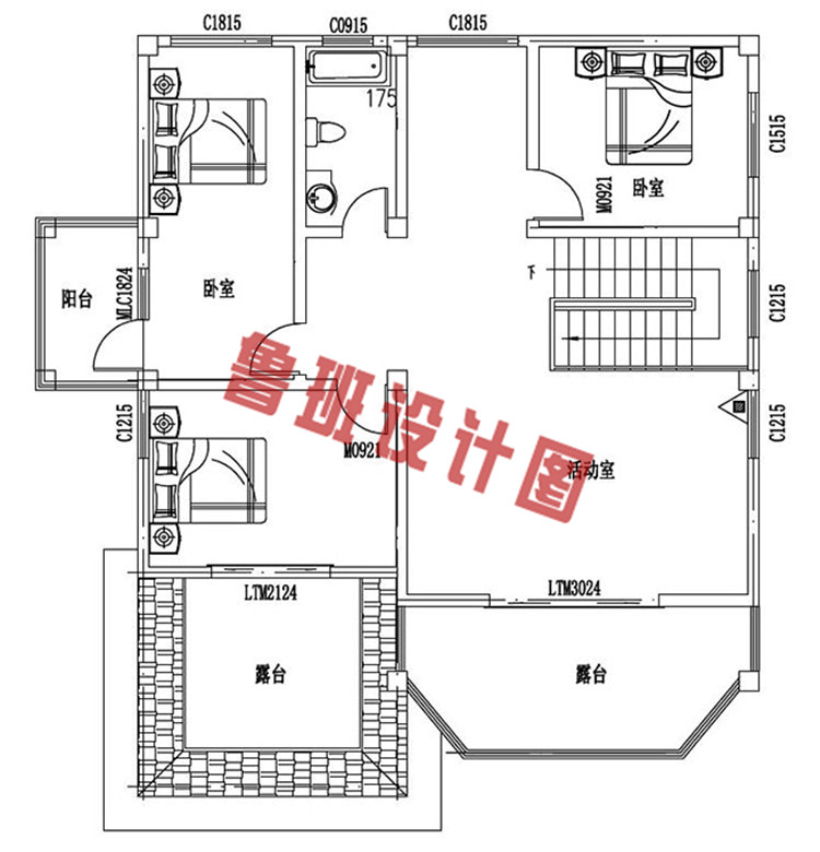 140平三层复式别墅设计图