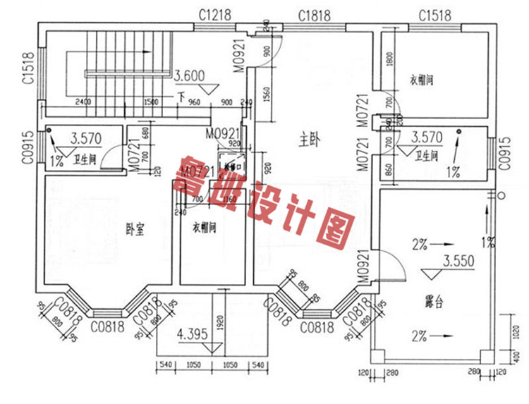 二层乡村私人别墅房屋设计二层户型图