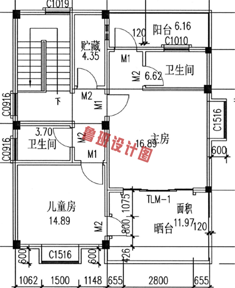 新农村二层住宅设计二层户型图