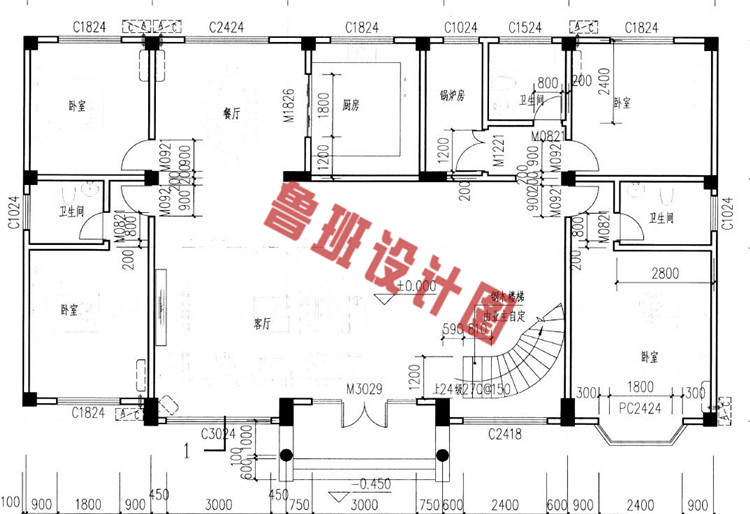 二层别墅小楼设计一层户型图