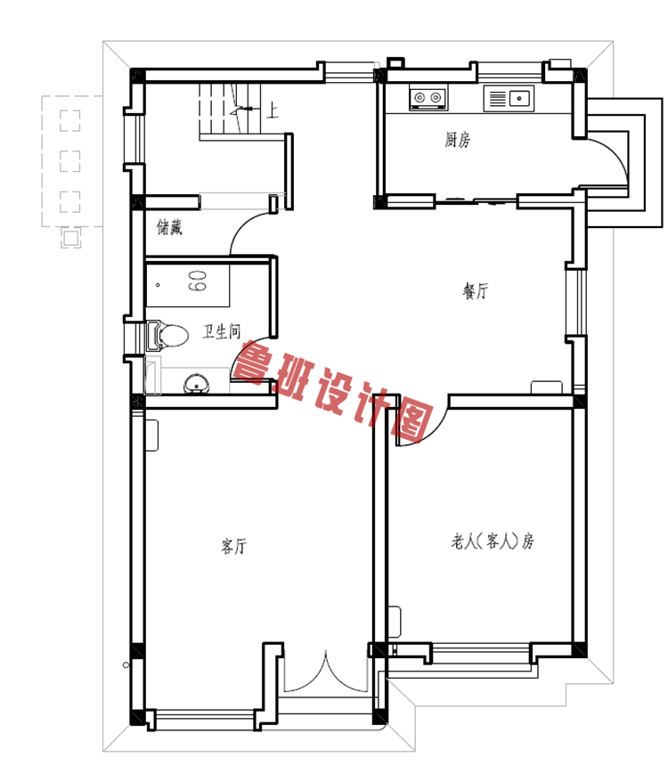 乡村二层小别墅设计一层户型图