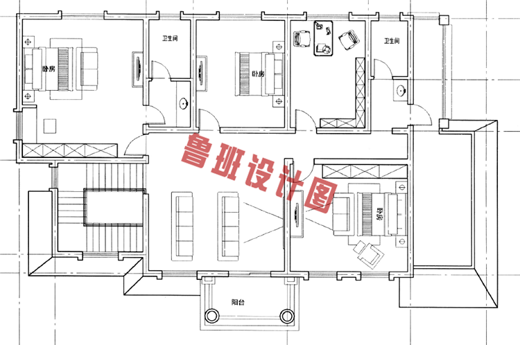 二层别墅设计二层户型图