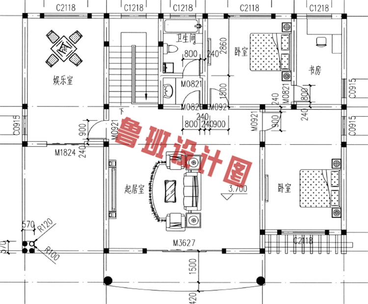 二层楼房设计二层户型图