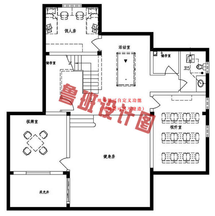 二层小洋楼设计地下一层户型图