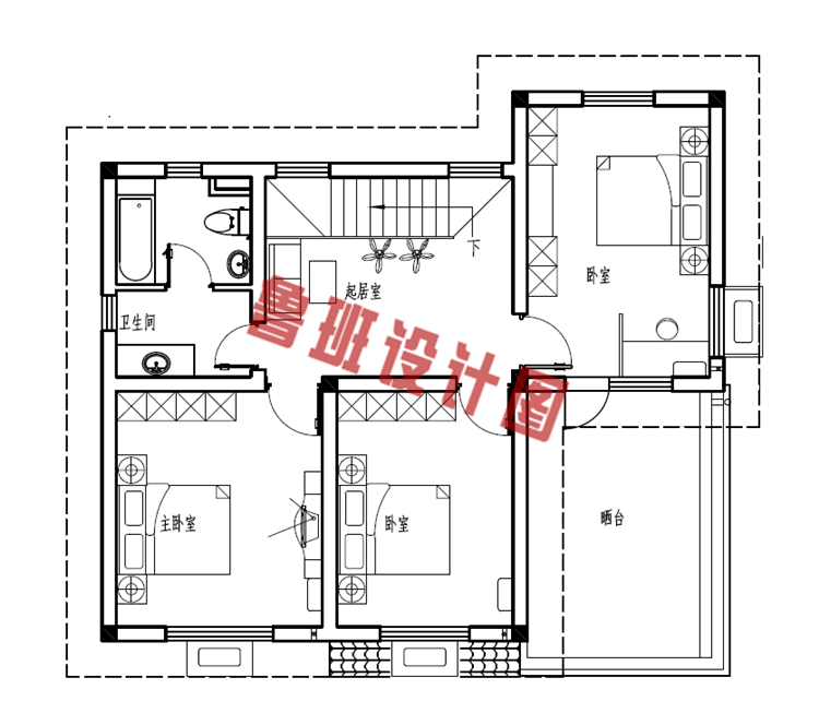 乡村小户型别墅设计二层户型图