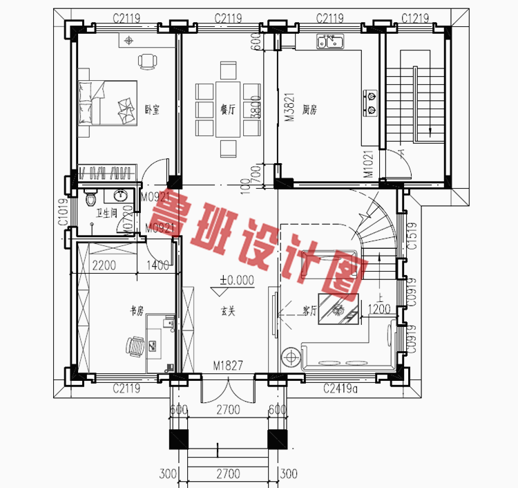 农村带地下室二层半自建房屋设计图