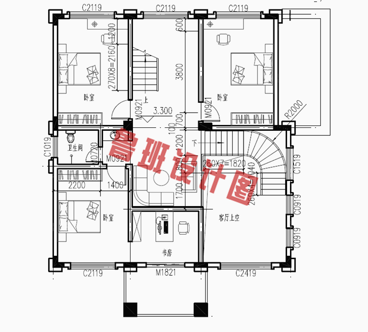 农村带地下室二层半自建房屋设计图