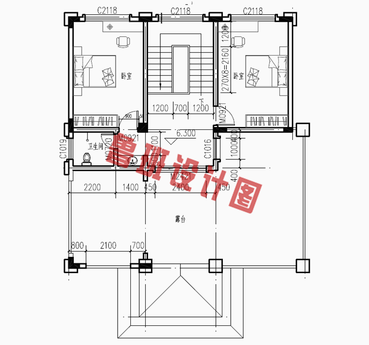 农村带地下室二层半自建房屋设计图