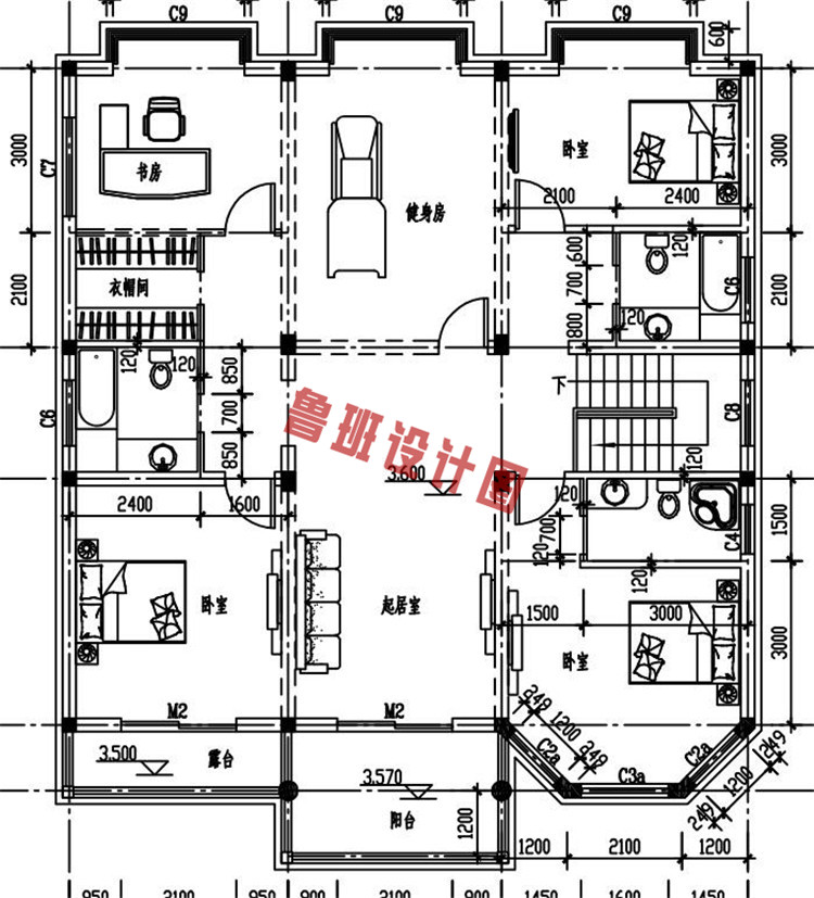 农村二层自建房设计二层户型图