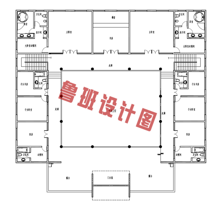 二层北京四合院别墅设计二层户型图