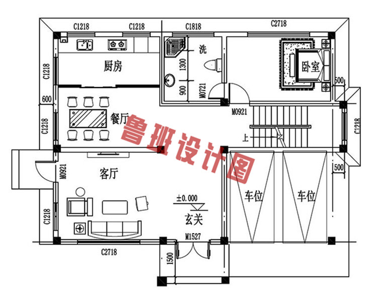 二层小洋楼设计一层户型图