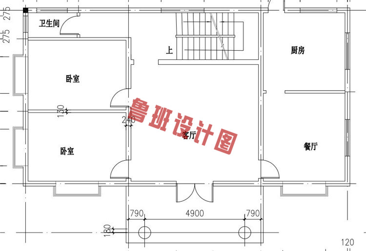 二层别墅设计一层户型图