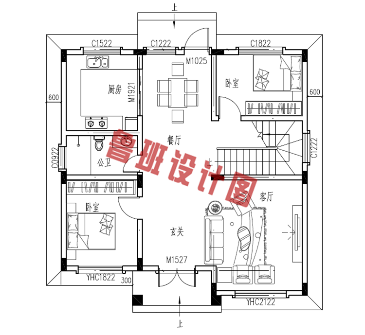 精致典雅的100平方米二层楼房图纸