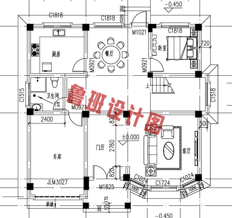 农村复式别墅设计一层户型图