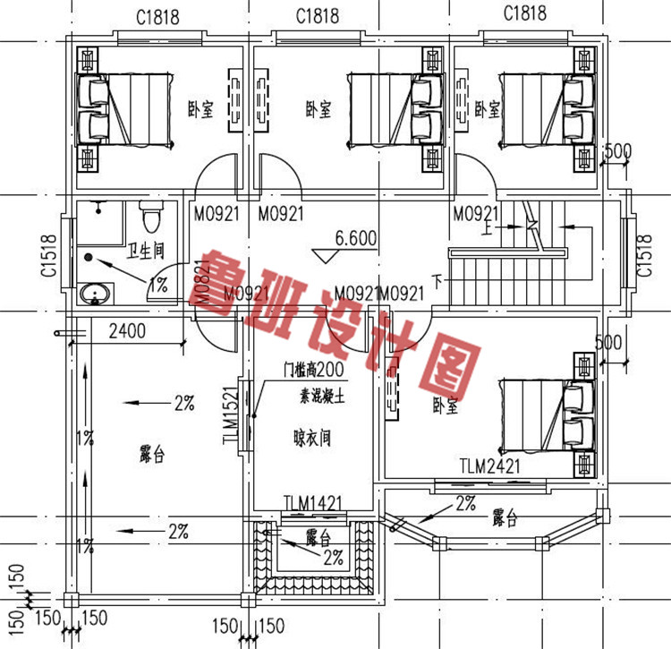 农村复式别墅设计三层户型图