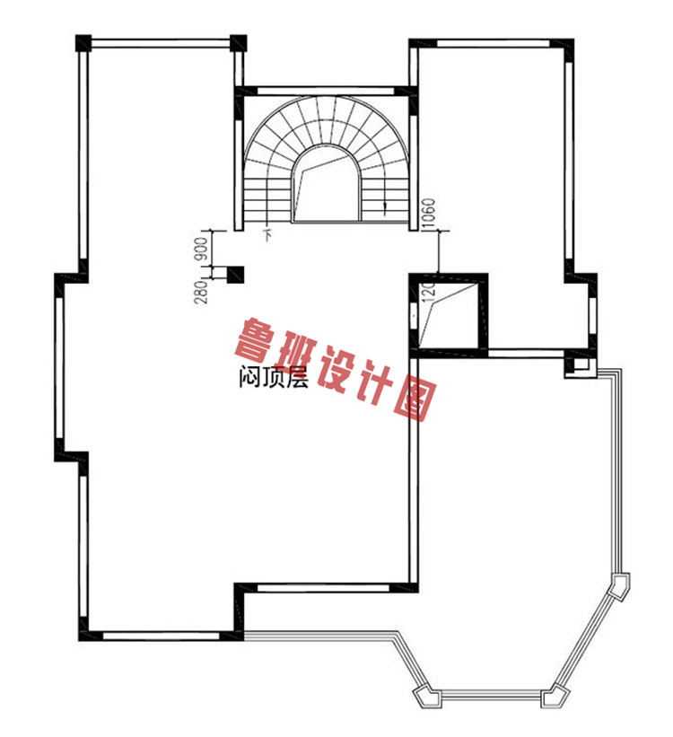 三层带地下室带电梯别墅设计闷顶户型图