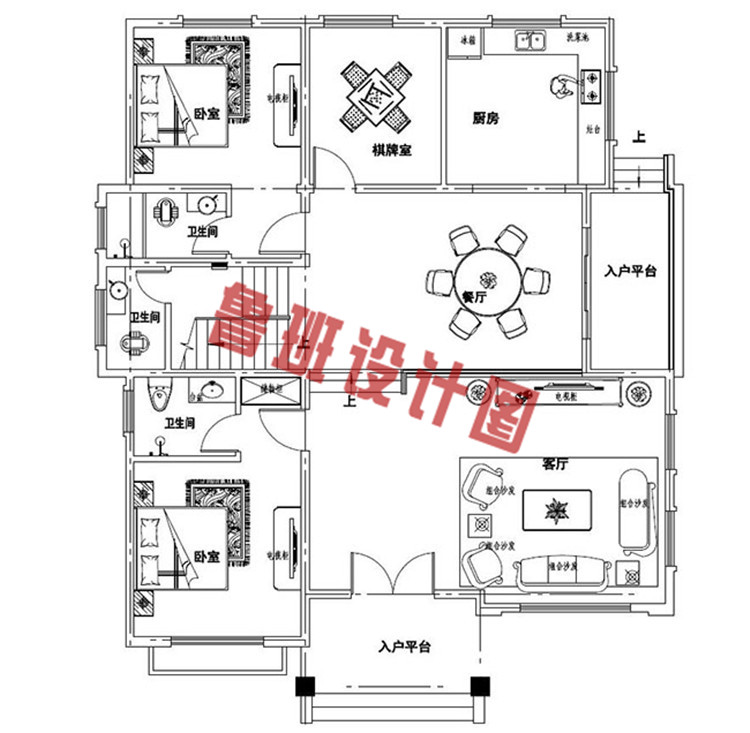 新农村三层别墅设计一层户型图