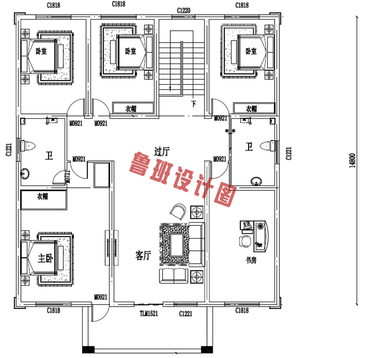 欧式三层农村小别墅设计三层户型图