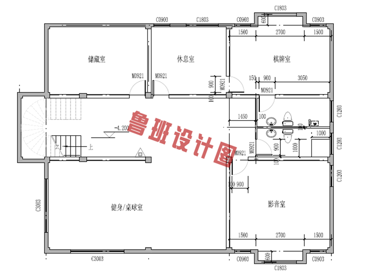 三层别墅设计地下一层户型图