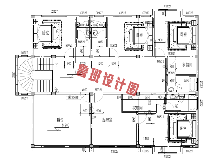 三层别墅设计三层户型图