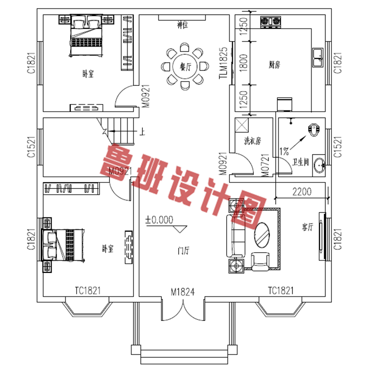 三层农村别墅设计一层户型图