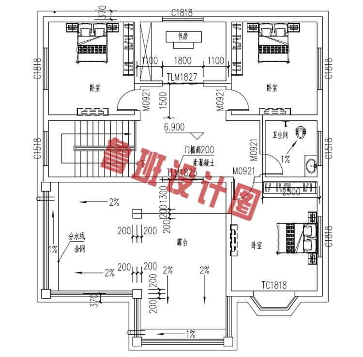 三层农村别墅设计三层户型图