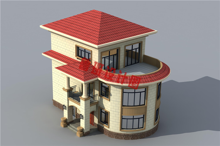 三层别墅房屋设计鸟瞰图