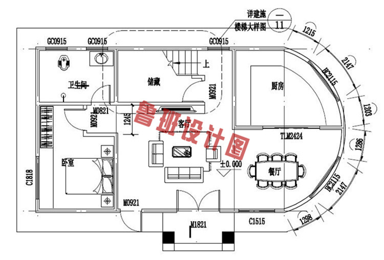 三层别墅房屋设计一层户型图