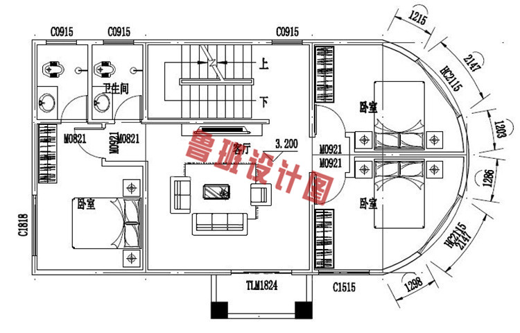 三层别墅房屋设计二层户型图