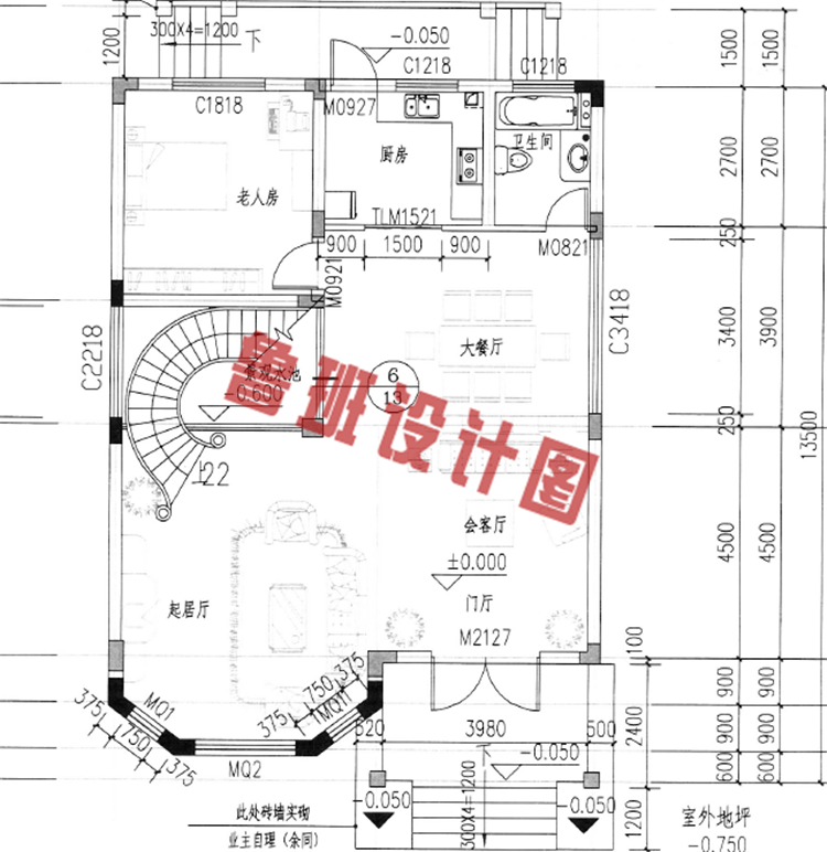 三层新农村楼房设计一层户型图