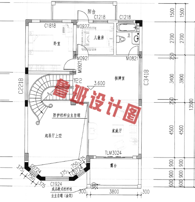 三层新农村楼房设计二层户型图