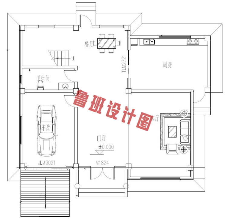 乡村三层自建楼房设计一层户型图