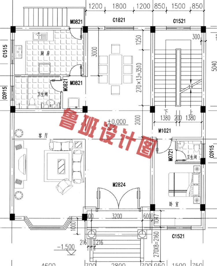 三层独栋别墅设计一层户型图