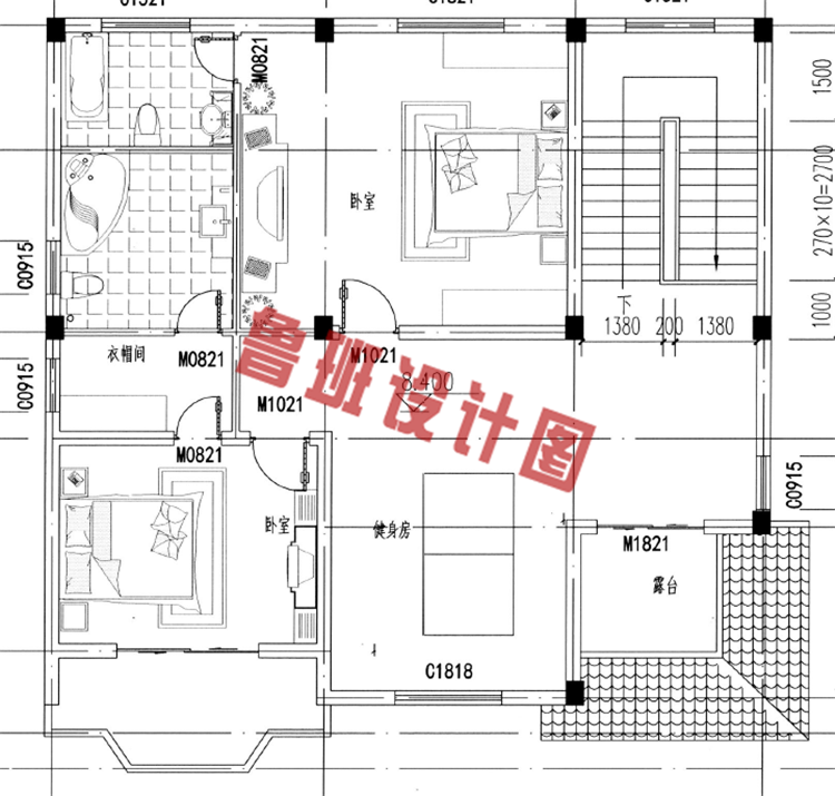 三层独栋别墅设计三层户型图